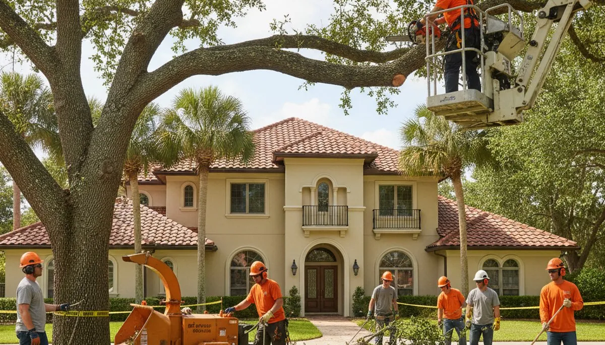 Tree service crew in Brandon, FL providing professional tree removal and trimming services