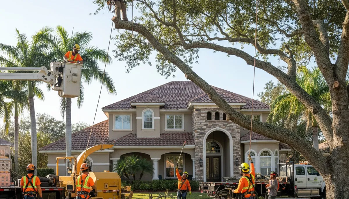 Tree service crew in Brandon, FL trimming and removing trees for safe, professional property care